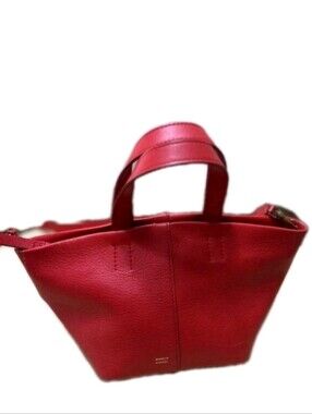 Gently Used Mansur Gavriel Tulipano Mini Pebbled Leather Crossbody Bag Red